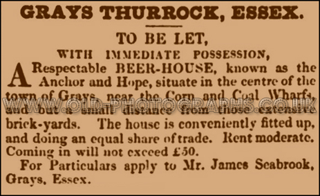Grays Thurrock : Advertisement for the tenancy of the Anchor and Hope [1846]