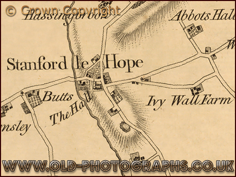 Extract from John Chapman & Peter Andrés map of Essex showing Stanford-le-Hope [1777]