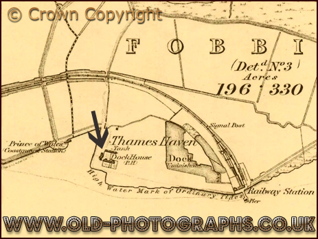 Thames Haven : Map extract showing the location of the Dock House Tavern [1862]