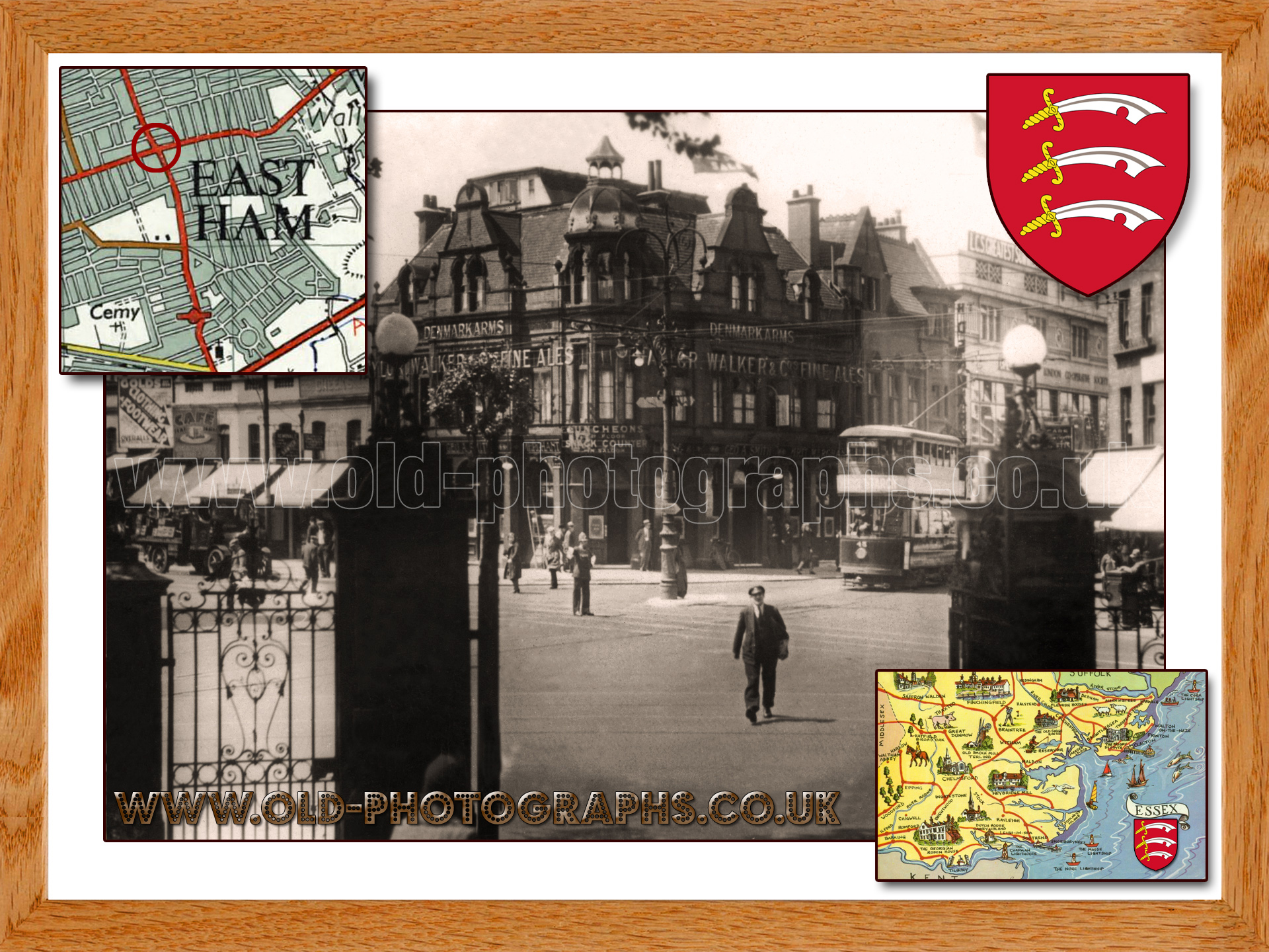 East Ham : A photograph showing the High Street junction at East Ham with a view of the Denmark Arms [c.1912]